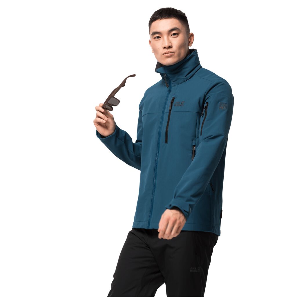 Jack Wolfskin EDWARD PEAK Férfi Softshell Kabát Sötét Kék - MSZECA-358